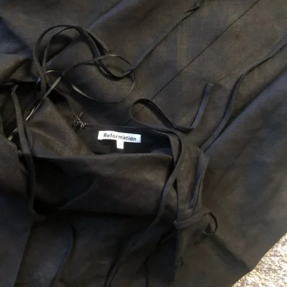 Reformation Black Midi Slip Dress - Picture 5 of 8